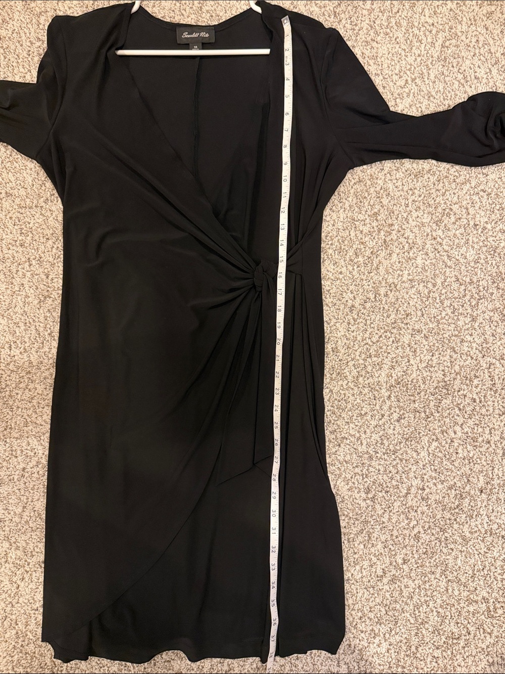 Scarlett Nite Black Long-Sleeve Wrap Dress with Side Knot - Picture 6 of 6